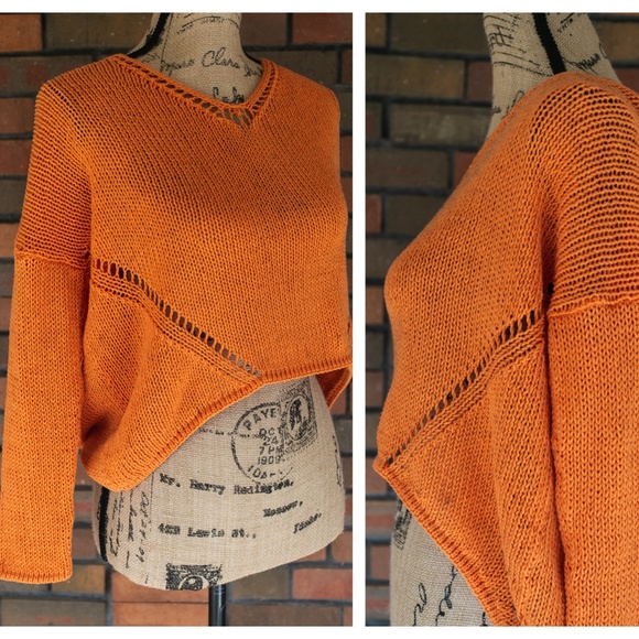 Anthropologie Sweaters - Wooden Ships Paola Buendia Open Knit Orange Top